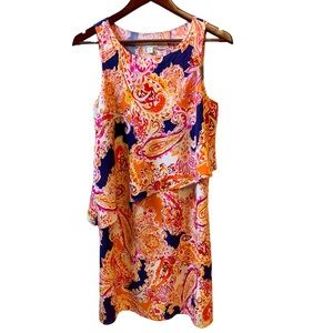 J Jill sleeveless, asymmetrical bodice dress